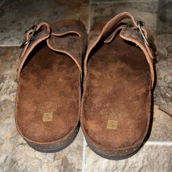 NEW White Mountain Helga Brown Double Strap Leather Slide Sandals - Picture 7 of 12